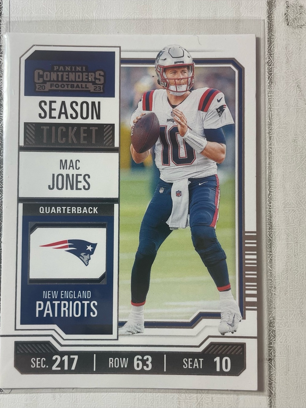 Mac Jones 2023 Panini Contenders #69 New England Patriots Football Card NM